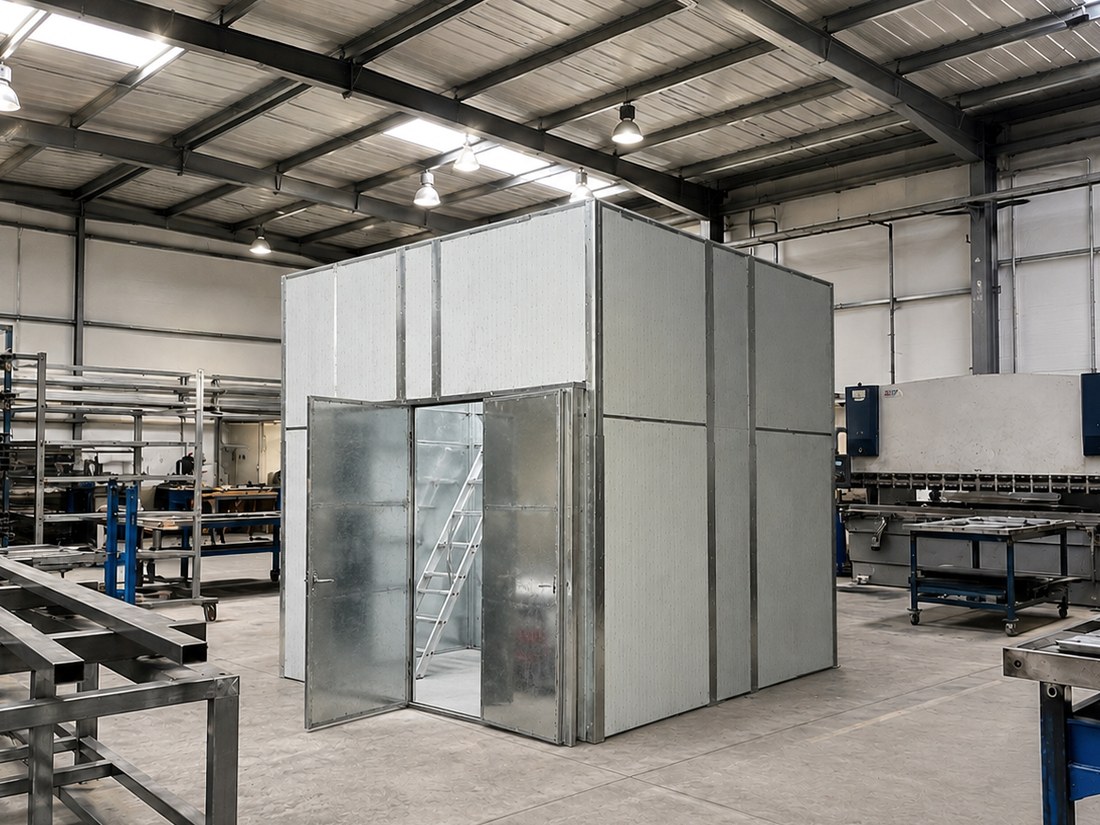 Taller de fabricación SILENOR — paneles acústicos modulares en producción